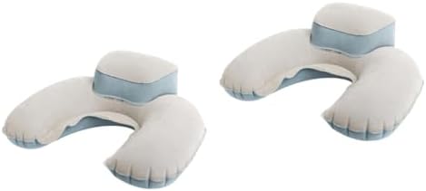 2pc Travel Neck Pillow with Hood Inflatable Memory Foam Pillow for Car Plane Outdoor