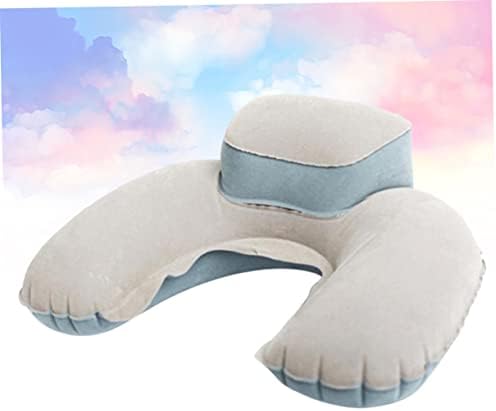 ERINGOGO Inflatable Nap Pillow with Earplug Grey for Memory Foam Travel Camping Outdoor U-Shaped