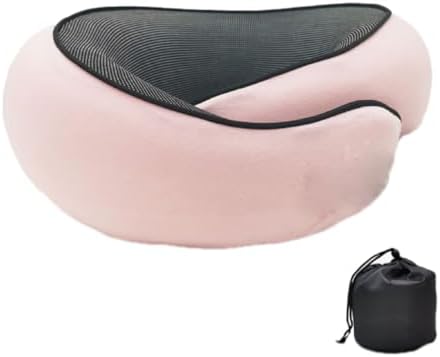 Comfortable Ergonomic Travel Pillow for Neck Support pink Memory Foam Adjustment Breathable Design
