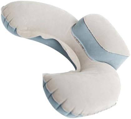 ERINGOGO Inflatable Nap Pillow with Earplug Grey for Memory Foam Travel Camping Outdoor U-Shaped