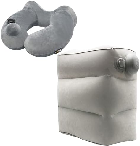VOPHIA Inflatable Airplane Footrest Neck Pillow