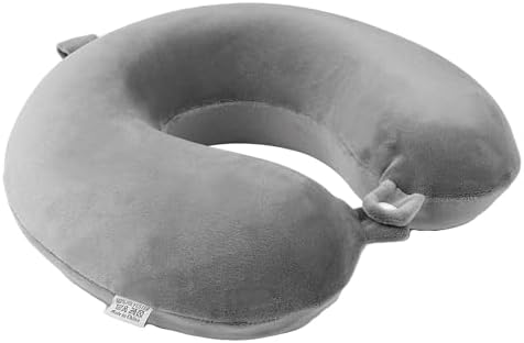 Nikou Memory Foam Travel Pillow for Airplanes Neck Support with Attachable Snap Strap and Washable Cover