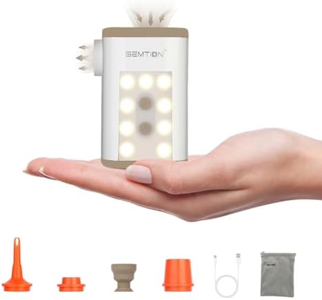 SEMTION Portable Air Pump Camping Lantern 48kPa Inflator for Air Mattresses Floating Pools