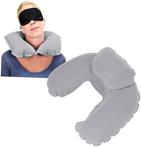 ETHZZLE Inflatable U Shape Neck Pillow Grey Travel Comfort Support