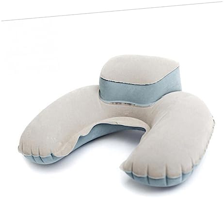 2pc Travel Neck Pillow with Hood Inflatable Memory Foam Pillow for Car Plane Outdoor