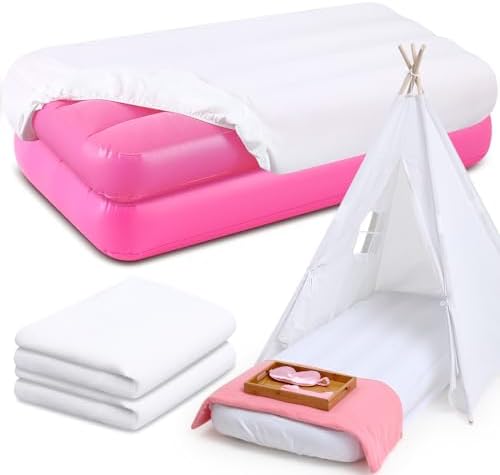 Windyun Kids Air Mattress - Pink for Kids 63x27x8 inches 2 Set for Camping