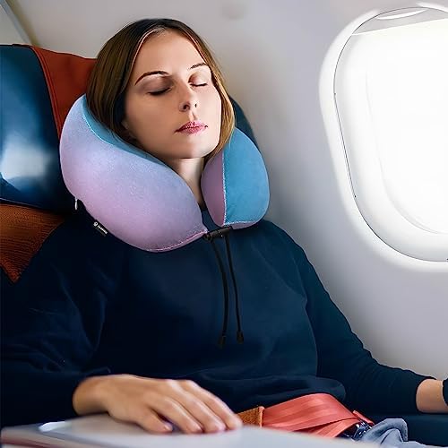 Memory Foam Travel Neck Pillow with Gradient Purple for Ergonomic Support