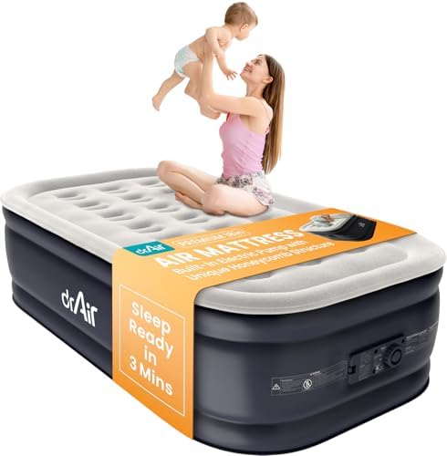 Dr Air Twin Air Mattress 18 Inflatable Bed for Home Camping Guests