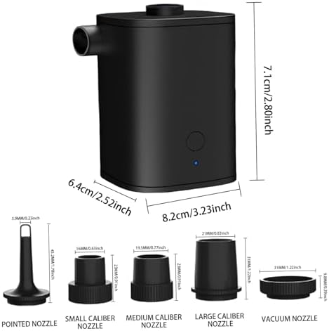 6-Piece 2-in-1 Air Pump Set with 5 Nozzles Rechargeable for Air Mattresses Pools More