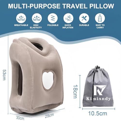 Adjustable 60 Inflatable Travel Air Pillow for Neck and Shoulder Comfort