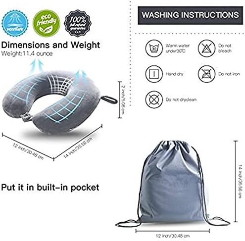 Memory Foam Travel Pillow - Adjustable Compact Lightweight Neck Pillow for Camping Car and Home Use