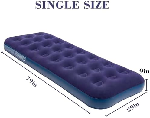 Durable Single-Sized Air Mattress with Pump for Camping and Home Use
