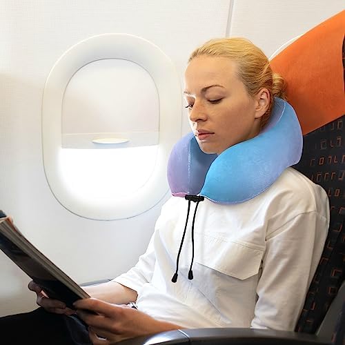 Memory Foam Travel Neck Pillow with Gradient Purple for Ergonomic Support