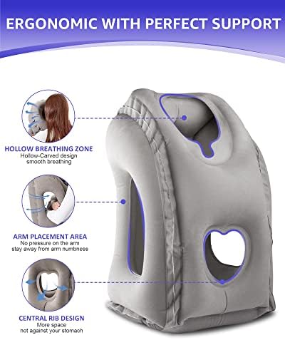 Sunany Travel Pillow - Plane Pillow with Storage Bag Ergonomic Air Pillow for Easy Naps