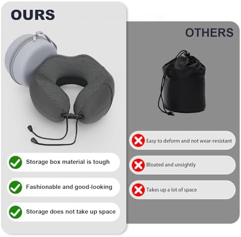 JMBNH Travel Pillow Memory Foam Neck Pillow for Airplane Car Use with Storage Box