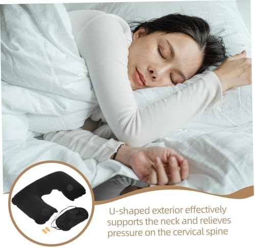 Inflatable Travel Pillow Neck Support Noise-Reducing Eye Mask Earplugs