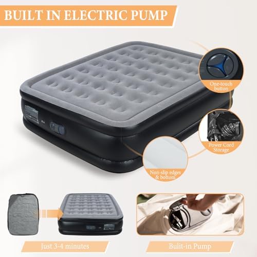 Quick Inflatable Mattress Queen Soft Flocking Bed for Comfort and Style