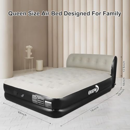 Luxury 18-inch Air Mattress with Built-in Wireless Pump Integrated Headboard