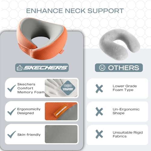 Skechers Memory Foam Travel Pillow Orange