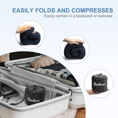Gentlepaw Memory Foam Travel Pillow for Adults and Kids Cervical Neck Pillow for Car and Airplane