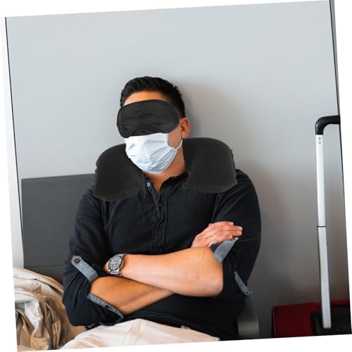 MAGICLULU Inflatable Neck Pillow with Eye Mask Travel Set
