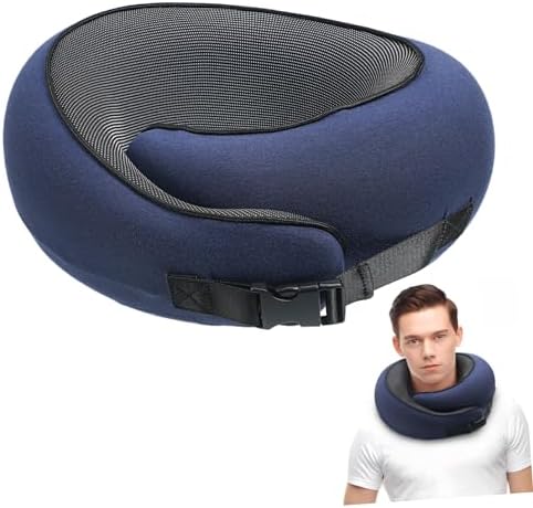 SOLUSTRE Shaped Memory Travel Pillow for Airplane and Car Comfort