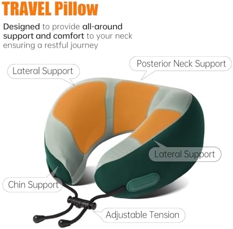 Ergonomic Memory Foam Travel Pillow for Airplanes