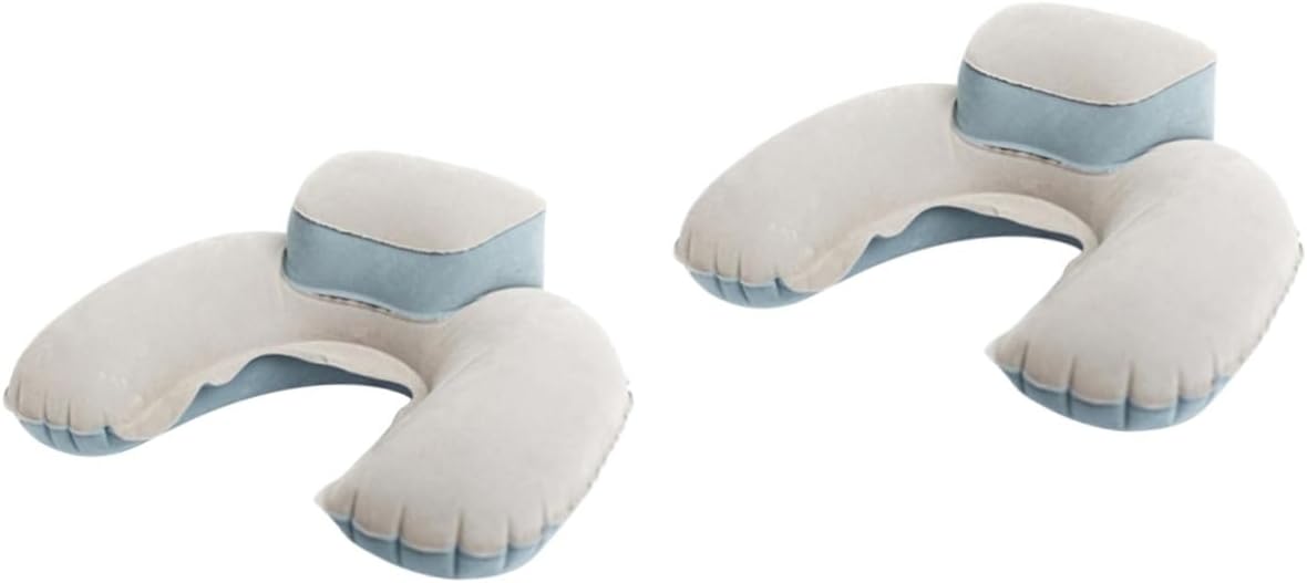 2pc Travel Neck Pillow with Hood Inflatable Memory Foam Pillow for Car Plane Outdoor