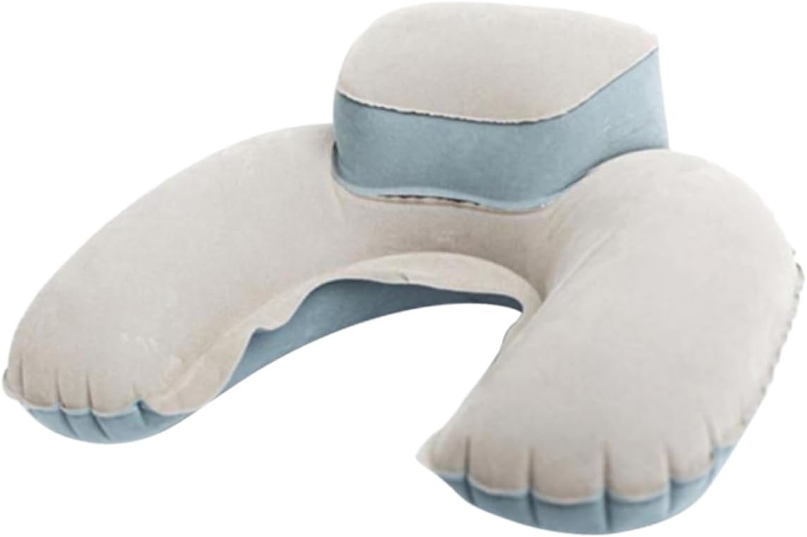 2pc Travel Neck Pillow with Hood Inflatable Memory Foam Pillow for Car Plane Outdoor