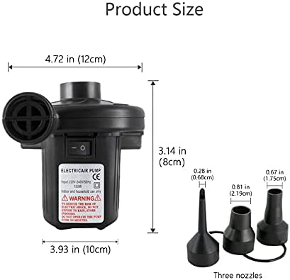 Electric Air Pump for inflatable boat pool and air mattress - 110V 3 nozzles quick inflate and durable