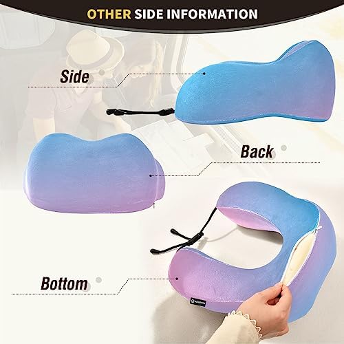 Memory Foam Travel Neck Pillow with Gradient Purple for Ergonomic Support