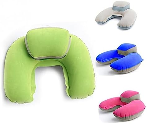 TOGEVAL Inflatable U-Shaped Travel Pillow with Earplugs for Camping Compact Design