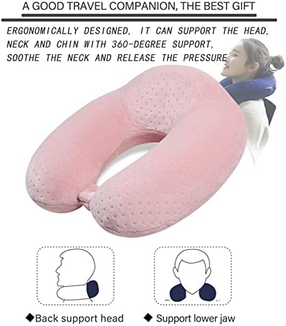 Gosider U-shape Memory Foam Travel Pillow Pink - Comfortable Airplane Pillow for Head and Neck Support