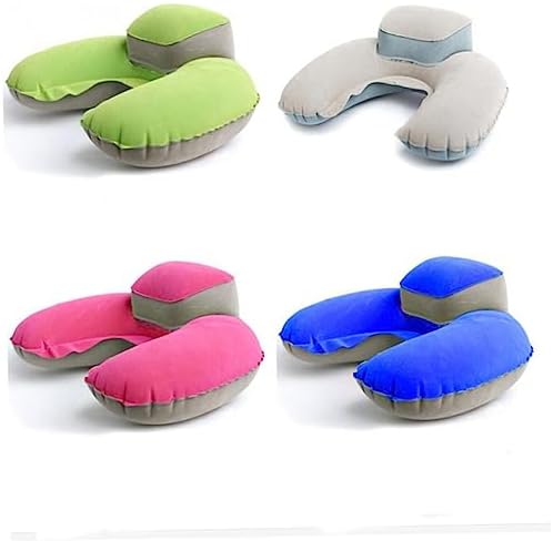 2pc Travel Neck Pillow with Hood Inflatable Memory Foam Pillow for Car Plane Outdoor