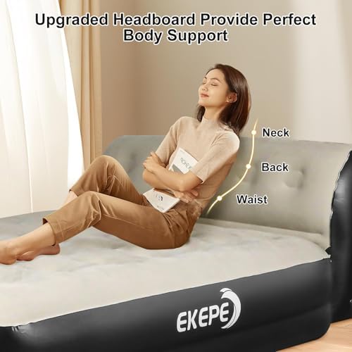 Luxury 18-inch Air Mattress with Built-in Wireless Pump Integrated Headboard