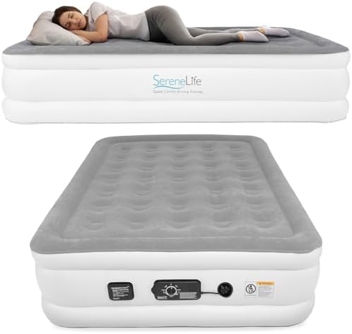 SereneLife Luxury Full Size Air MattressComfort Support for Home Camping and Travel