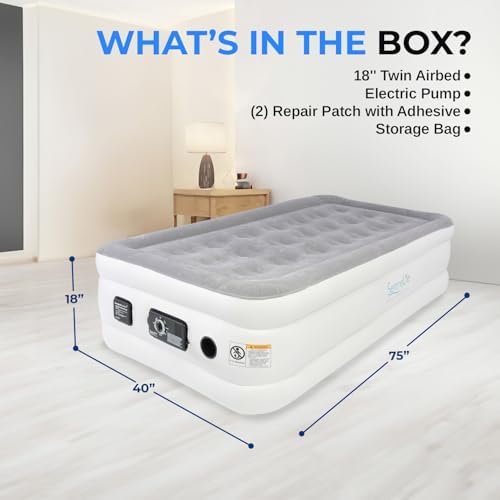 SereneLife Twin Air Mattress with Adjustable Firmness