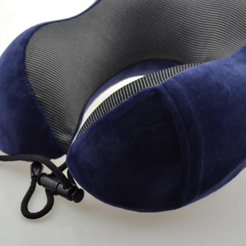 Bi-Trust U-Shape Memory Foam Travel Pillow Neck Support Head Rest Car Plane Cushion - Dark Blue