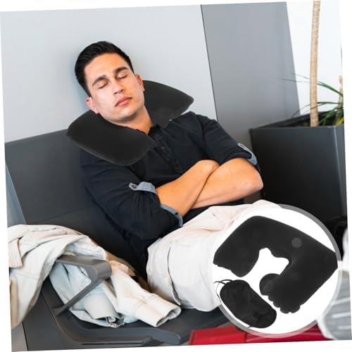 Inflatable Travel Pillow Neck Support Noise-Reducing Eye Mask Earplugs