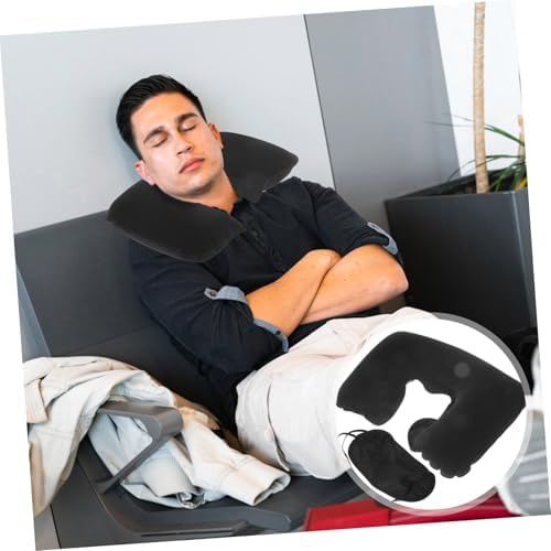 MAGICLULU Inflatable Neck Pillow with Eye Mask Travel Set