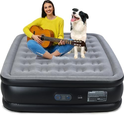 Quick Inflatable Mattress Queen Soft Flocking Bed for Comfort and Style