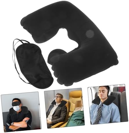 Inflatable Travel Pillow Neck Support Noise-Reducing Eye Mask Earplugs