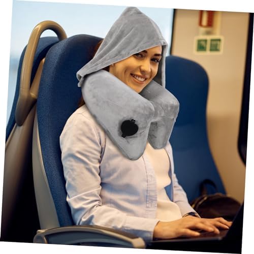 STOBAZA Inflatable Travel Pillow with Hood