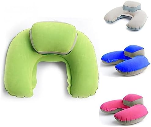 ERINGOGO Inflatable Nap Pillow with Earplug Grey for Memory Foam Travel Camping Outdoor U-Shaped