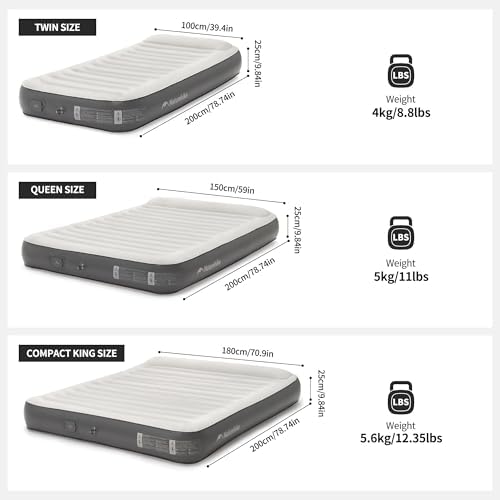 Compact Ergonomic Queen Air Mattress with Rechargeable Pump