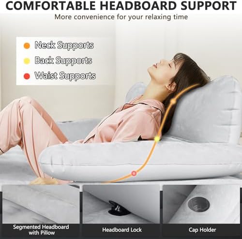 EKEPE 18-in Air Mattress with Headboard - Perfect for Camping and Home Use