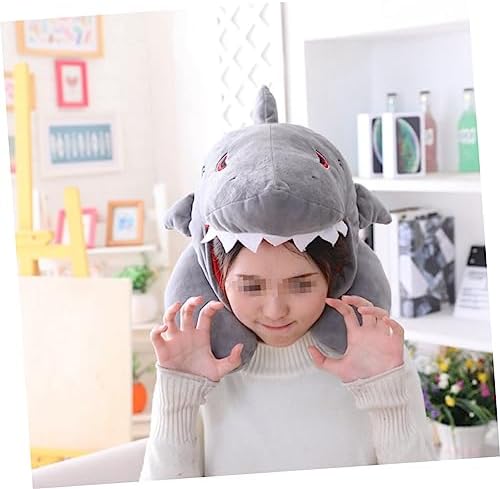 Goofy Shark Hat Travel Neck Pillow for Car and Airplane Sleep