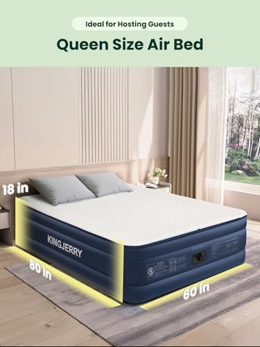 Soft and Cozy Luxury Air Mattress with Built-In Pump 900 lbs Support Easy to Inflate for Home Guests