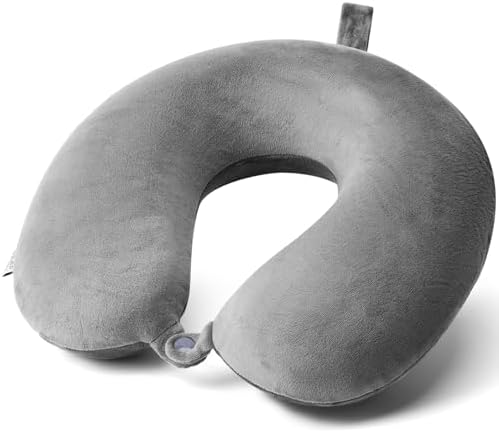 Memory Foam Travel Pillow - Adjustable Compact Lightweight Neck Pillow for Camping Car and Home Use