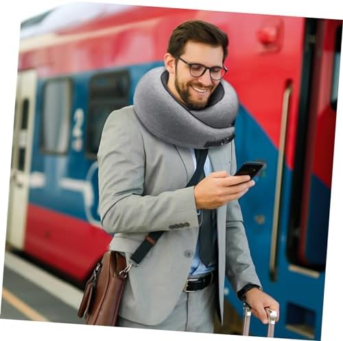 Unomor Travel Neck Support Pillow Memory Shaped for Airplane Train Car Comfort